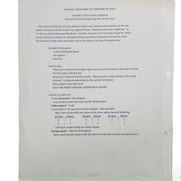 10/$25🦋 Texas Trivia Board Game - Stephen F. Austin & The Territory of Texas - Picture 14 of 16